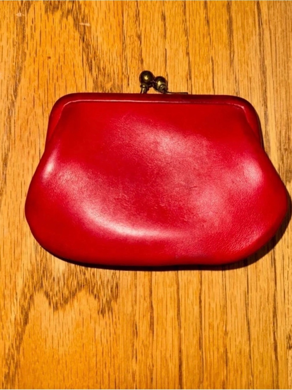 Coach Red Leather Kiss-Lock Coin Pouch